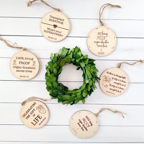 Heart transplant custom engraved ornament, engraved wood keepsake ornament - Picture 3 of 3